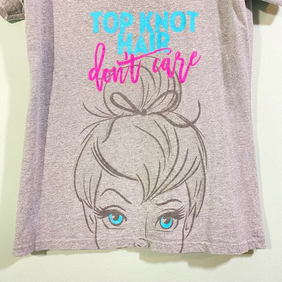 Disney Women's Grey Tinkerbell Top Bun Graphics Short Sleeve Tee Size M - Picture 5 of 7